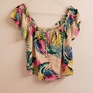NWT Ripcurl floral off the shoulder crop top crepe